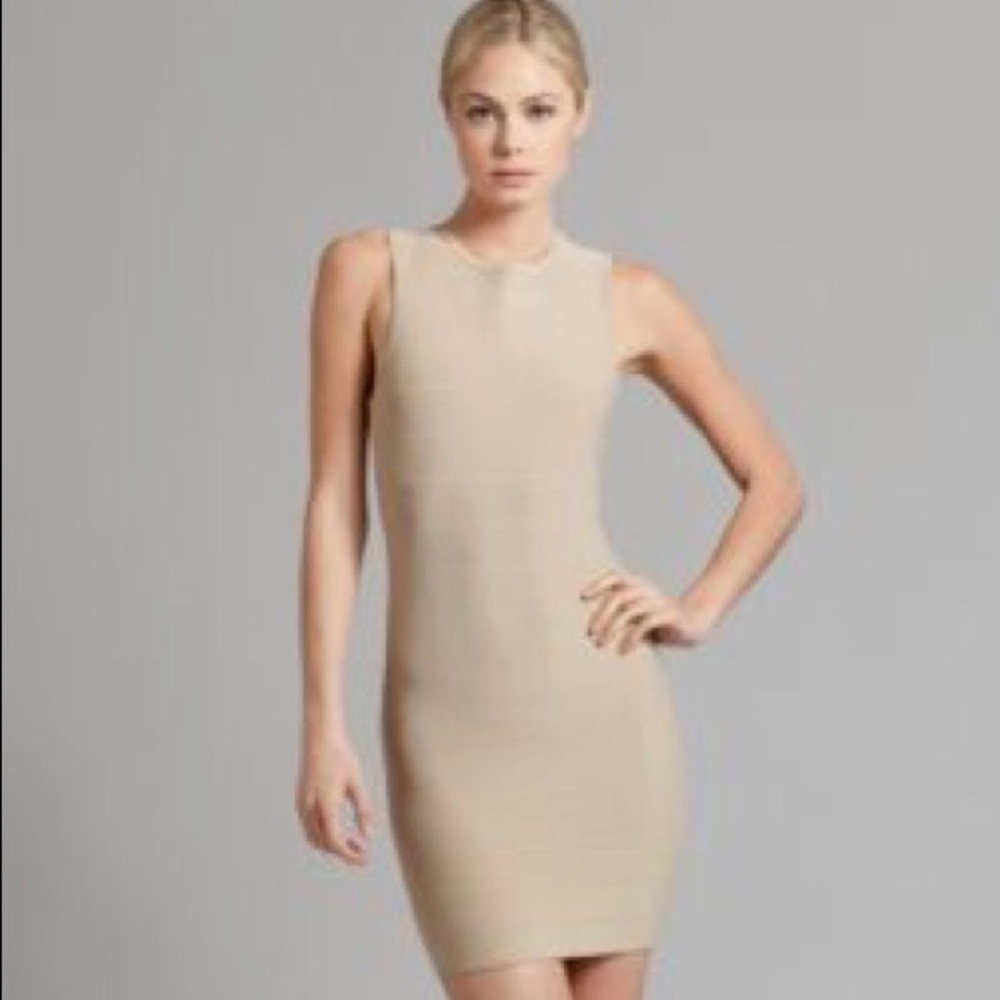 Guess by Marciano Beige Bandage Dress